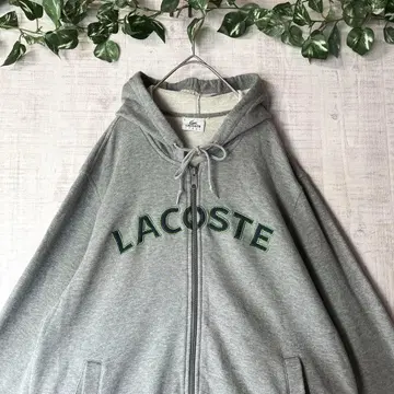 라코스테 집업 후드티 빅 로고 자수 로고 패치 그레이 사이즈 5