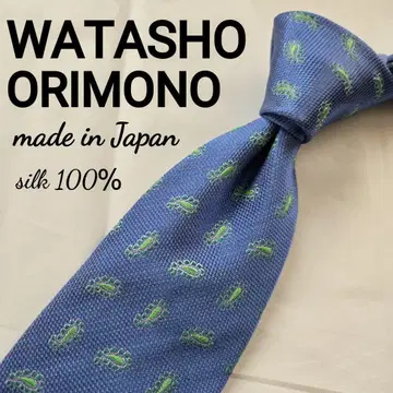 새상품급 와타코 직물 실크 100% 블루 페이즐리 넥타이