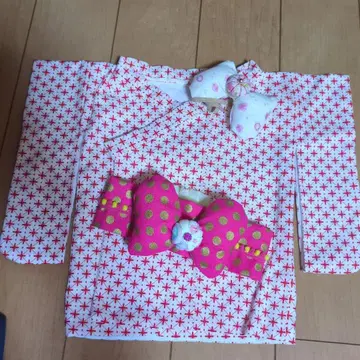 셰리 메이 빨간색과 화이트 별 패턴 기모노 스타일