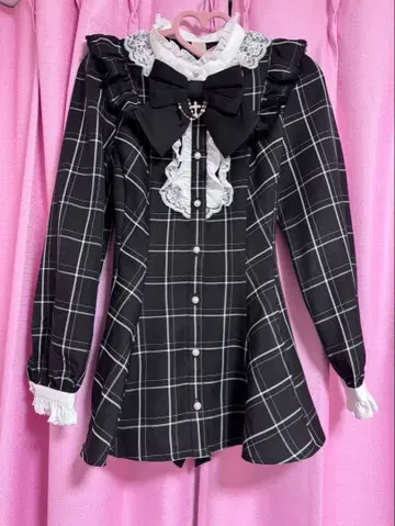 시크릿허니 액세서리 리본 레이스 프릴 셋업 (블랙)