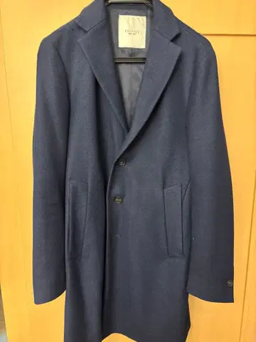 네이비 울 혼방 체스터 코트