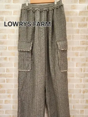 LOWRYS FARM 프린지 디자인 트위드 와이드 팬츠 그레이