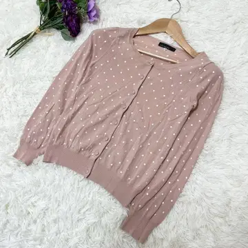 CLEAR IMPRESSION 가디건 도트 무늬 더스티 핑크 걸리시