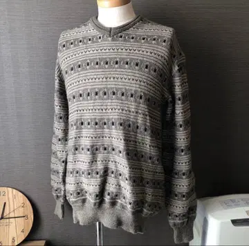 GABICCI 가비치 니트 스웨터 올 패턴 기하학 울 100% 구제 의류