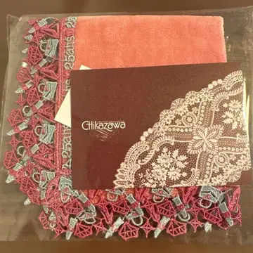 25ans 콜라보 근택 레이스 타월 손수건 코랄 핑크 한정판