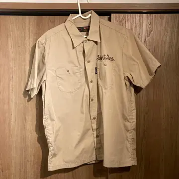 Schott 베이지 반팔 워크 셔츠