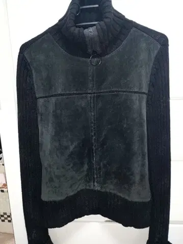 월드 하이넥 스웨이드 니트 점퍼