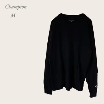 [ Champion ] 챔피온 긴팔 롱T (M) 로고 자수 둥근넥 블랙
