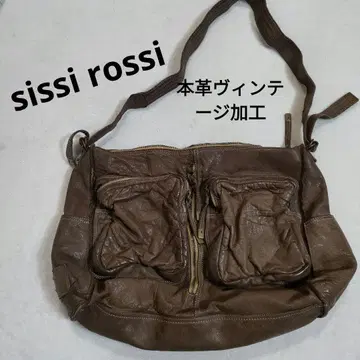 ssirossi 브라운 천연 가죽 사선 숄더백 빈티지 가공
