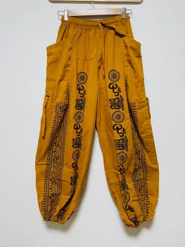 [새상품] 남녀 공용 라무나미 패턴 에스닉 팬츠 후지이 카제 애용