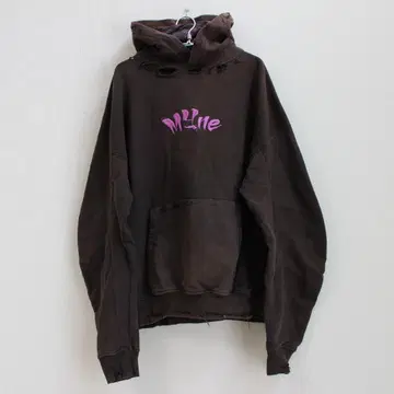 CVTVLIST 마인 후드티 데미지 가공 브라운 후디