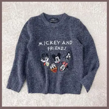 미키 앤 프렌즈 긴팔 니트 구제 의류 네이비 자수 미키와 친구들