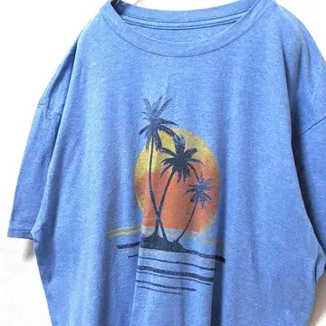 소노마 비치 해변 로고 T셔츠 라이트 블루 스카이블루 L 구제 의류