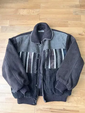 구제 의류 남성용 니트 아우터 블루종 돈피