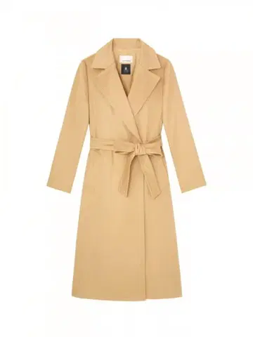 엠프리미어 블랙 캐시미어 벨티드 롱 코트