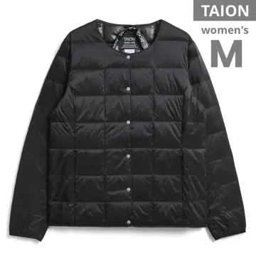 TAION 블랙 여성용 M 버튼 이너 다운 자켓