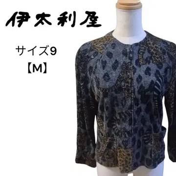 이타리야 레오파드 무늬 애니멀 무늬 레이온 니트 올 패턴 집업 사이즈 M