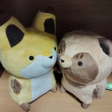 동물형 봉제 인형 중형 여우와 너구리 힐링 봉제 인형 2마리