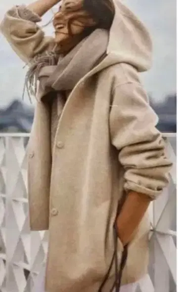 띠어리 럭스 완판 더블 페이스 후드 코트 38 오트밀 8만