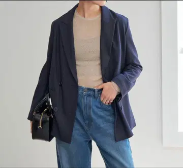 Spick&Span 울 블렌드 더블 브레스트 자켓 네이비 38