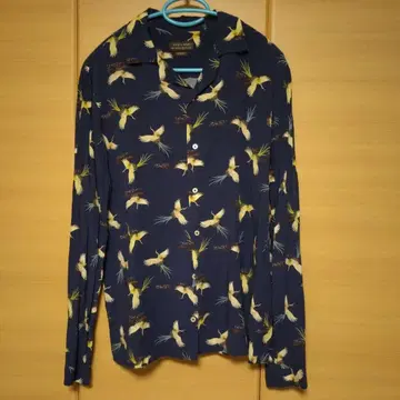 네이비 학 문양 프린트 긴팔 셔츠 ZARA 로카빌리