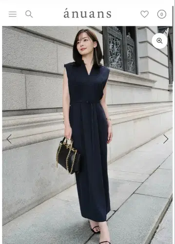 anuans 트리아세테이트 스키퍼넥 원피스 네이비