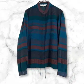 미스온워드 레트로 긴팔 셔츠 영문 올 패턴 스트라이프 패턴 멋쟁이 S