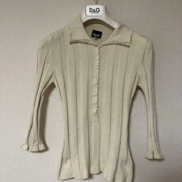 D&G 아이보리 리브 니트 피케 셔츠