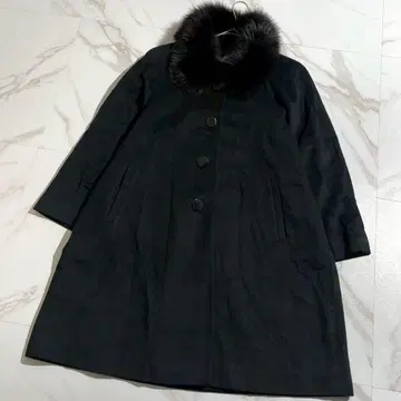 캐시미어 100% 스탠 칼라 롱 코트 옷깃 퍼 탈부착 가능 사이즈 11