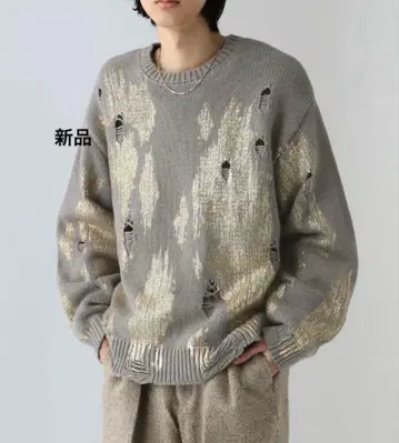 새상품!HARE 호일 프린트 추상 니트