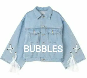 BUBBLES 버블스 택 포함 새상품 플레어 소매 레이스업 데님 자켓