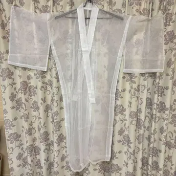 비침이 있는 하얀 기모노 오키나와 류큐 무용 의상 오간자 겉옷