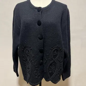 울 100% 니트 자켓 블랙