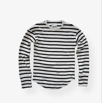 chiiiibag 보더 스트라이프 긴팔 티셔츠 화이트/블랙