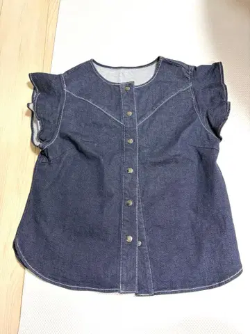 데님 셔츠 여성용 블라우스 반팔 M