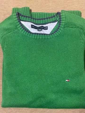 타미힐피거 그린 크루넥 니트