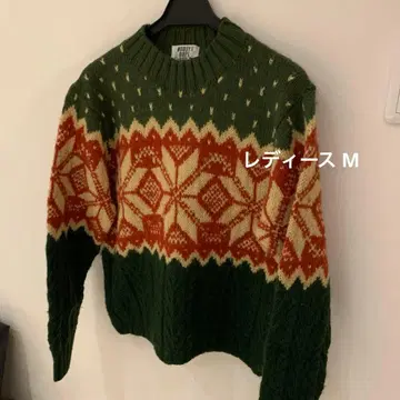 새상품급 노르딕 무늬 손뜨개질풍 니트 스웨터 큼직한 니트