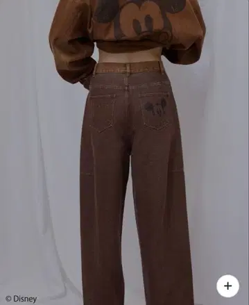 MICKEY DESIGN DENIM PANTS 26인치 브라운