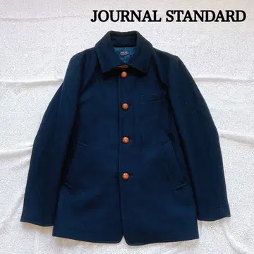 저널 스탠다드 피 코트 네이비 싸개 단추 가죽 비즈니스