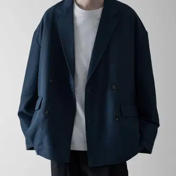 네이비 더블 브레스트 테일러드 자켓
