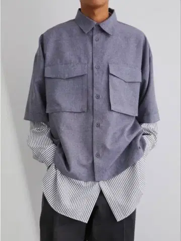 STYLEMIXER 스트라이프 사파리 셔츠 세트