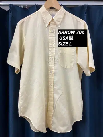ARROW 70s USA제 SIZE L 크림색 반팔 셔츠 버튼 다운