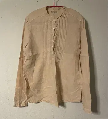 린넨 베이지 핀턱 긴팔 셔츠