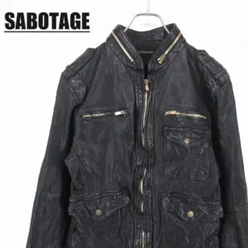 SABOTAGE 가죽 자켓 주름 가공 양가죽 44 블랙