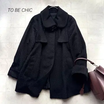 투 비 시크 알파카 혼방 울 코트 블랙 아우터 40 사이즈