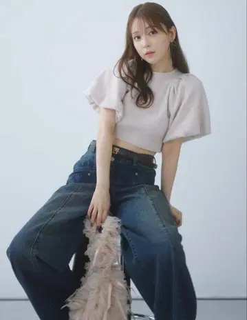 snidel 디자인 와이드 데님 인디고