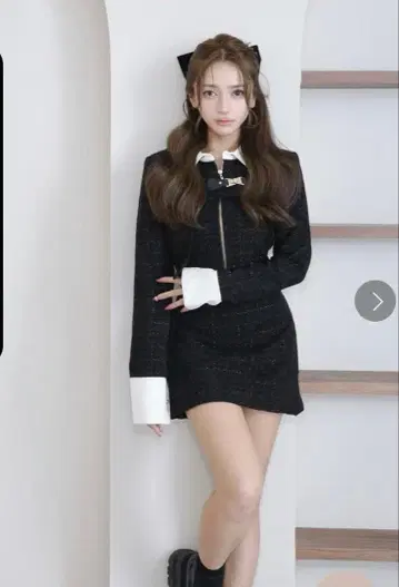 Randy Asymmetry buckle tweed dress