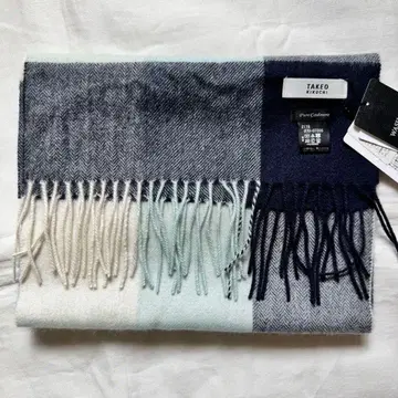 새상품 TAKEO KIKUCHI 캐시미어 100% 머플러 블록 체크