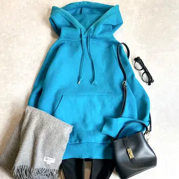 인기 캬바쿠라 CABaN 코튼 캐시미어 니트 후드티 레어 터콰이즈