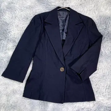 [ M ] 7부 소매 테일러드 자켓 네이비 얇은 소재 여성용 면 100%